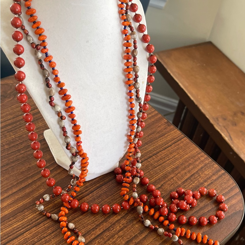 Collection of autumn themed beads for home decor or wearing.